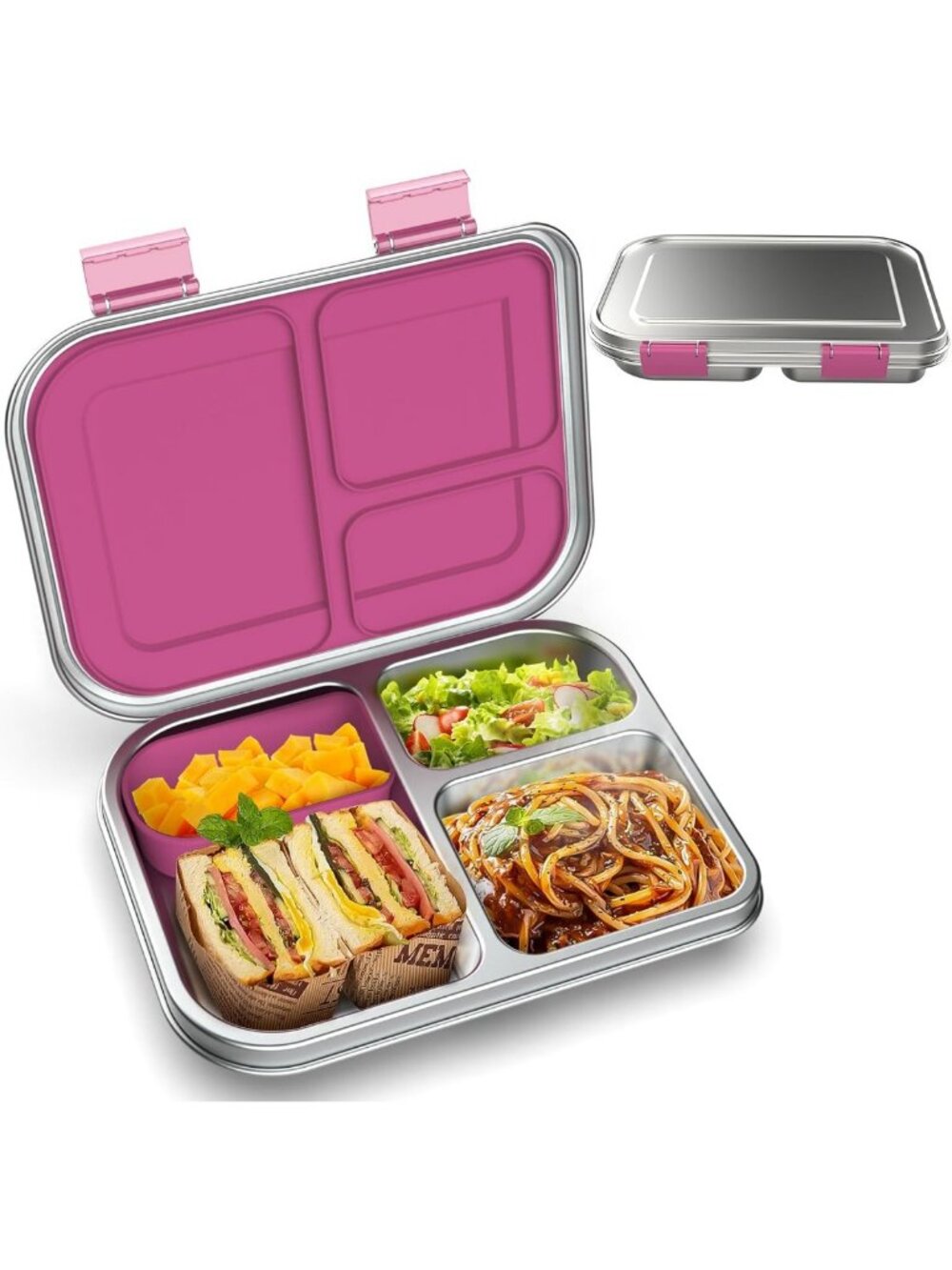 Leak-Resistant Stainless Steel Bento Lunch Box for Kids - 3 Compartments